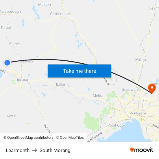 Learmonth to South Morang map