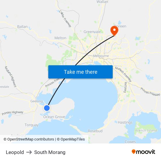 Leopold to South Morang map