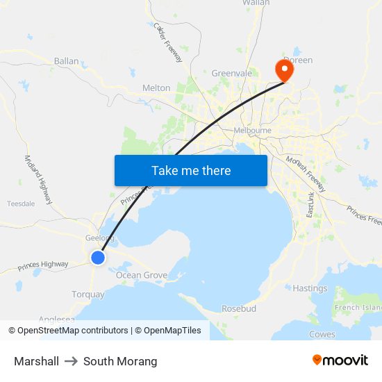 Marshall to South Morang map