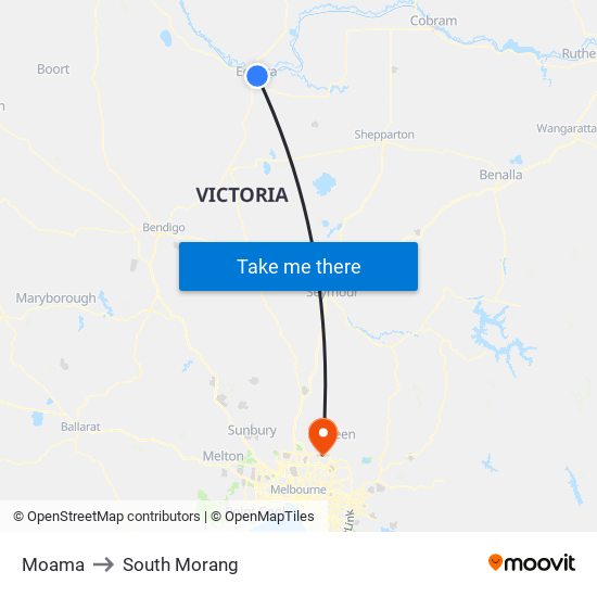 Moama to South Morang map