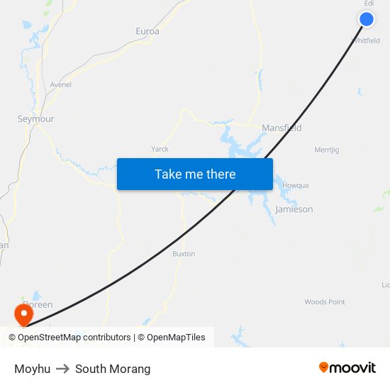 Moyhu to South Morang map