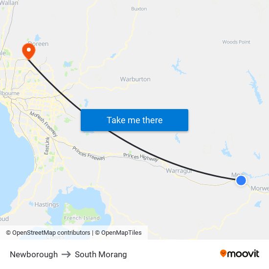 Newborough to South Morang map