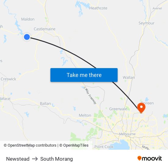 Newstead to South Morang map