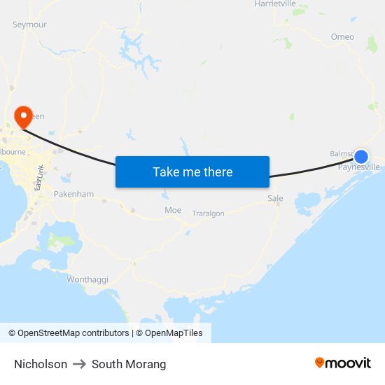 Nicholson to South Morang map