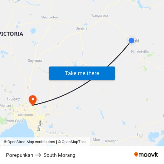 Porepunkah to South Morang map