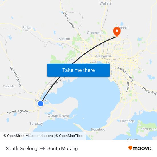 South Geelong to South Morang map