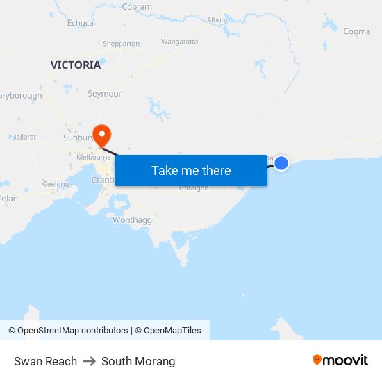 Swan Reach to South Morang map