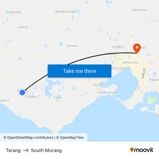 Terang to South Morang map