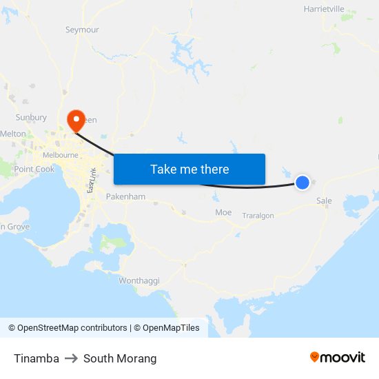 Tinamba to South Morang map