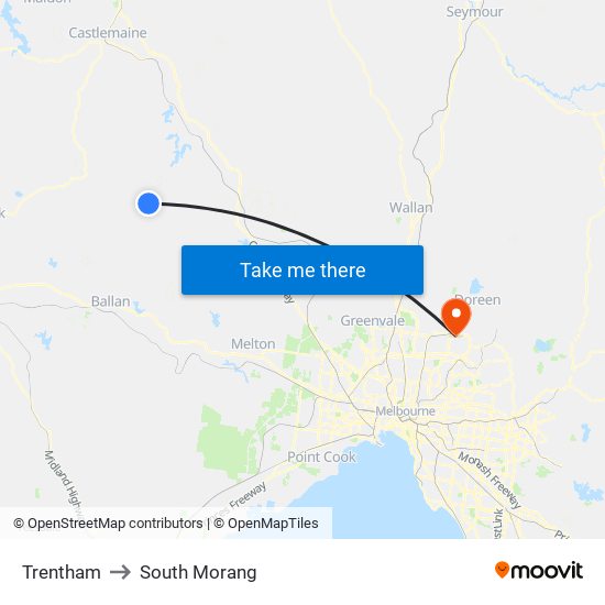 Trentham to South Morang map