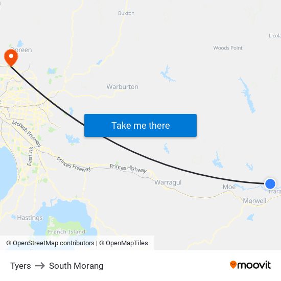 Tyers to South Morang map