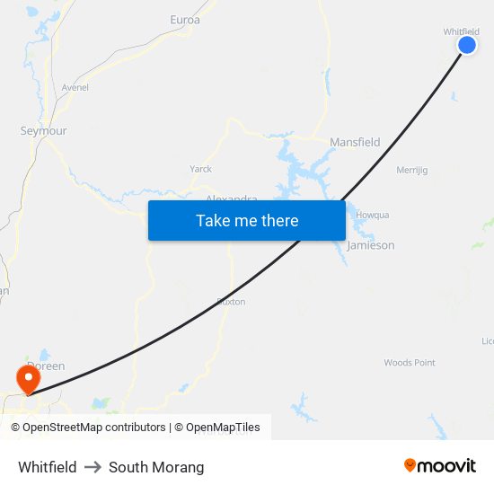Whitfield to South Morang map