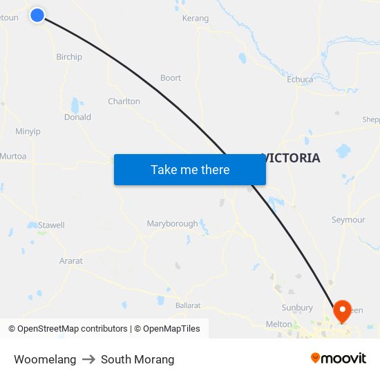 Woomelang to South Morang map