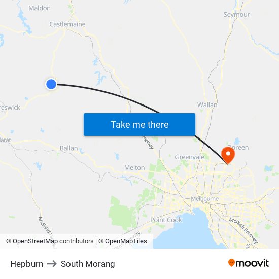 Hepburn to South Morang map