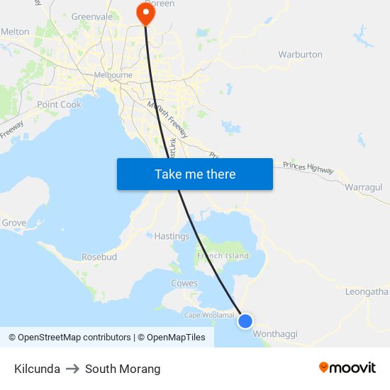 Kilcunda to South Morang map