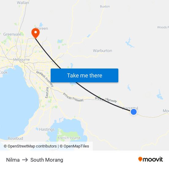 Nilma to South Morang map