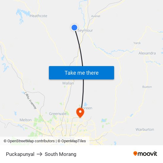 Puckapunyal to South Morang map