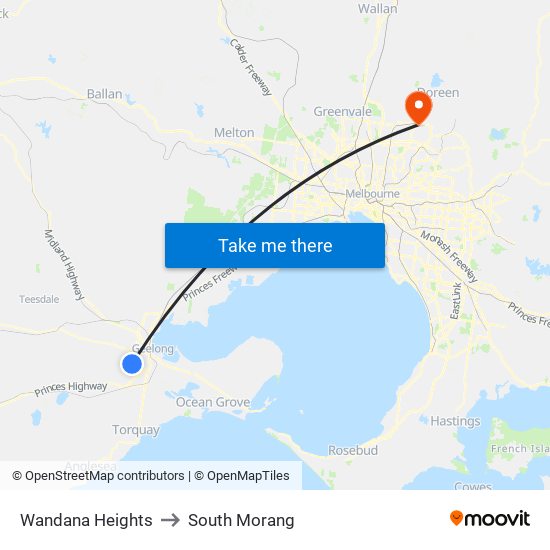 Wandana Heights to South Morang map