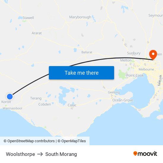 Woolsthorpe to South Morang map