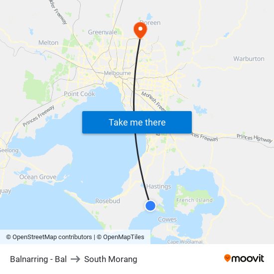 Balnarring - Bal to South Morang map