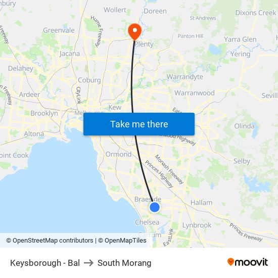 Keysborough - Bal to South Morang map