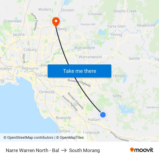 Narre Warren North - Bal to South Morang map