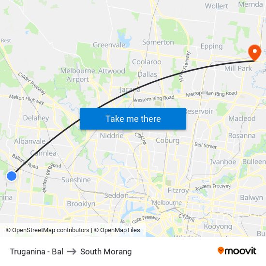 Truganina - Bal to South Morang map