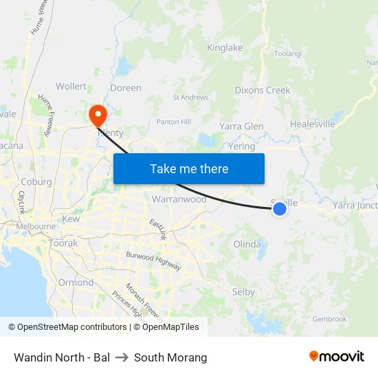 Wandin North - Bal to South Morang map