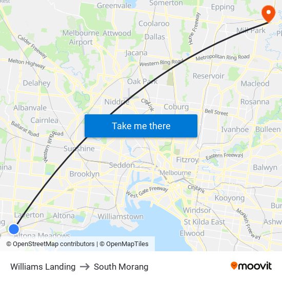 Williams Landing to South Morang map