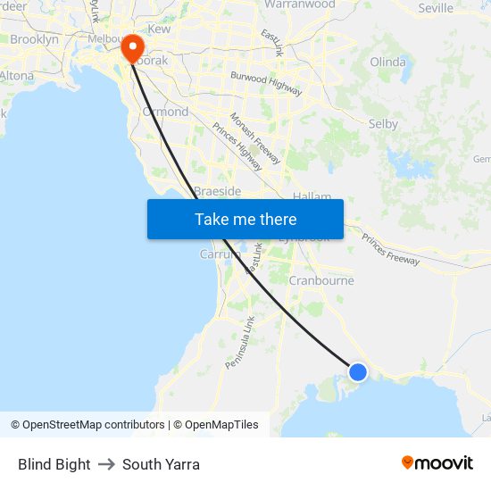 Blind Bight to South Yarra map