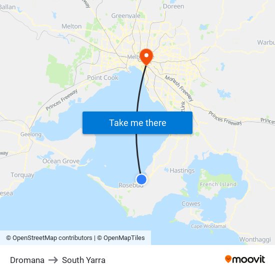 Dromana to South Yarra map