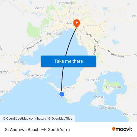 St Andrews Beach to South Yarra map