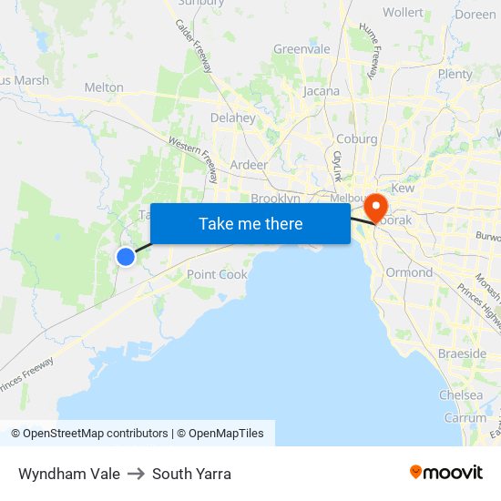 Wyndham Vale to South Yarra map