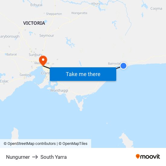 Nungurner to South Yarra map