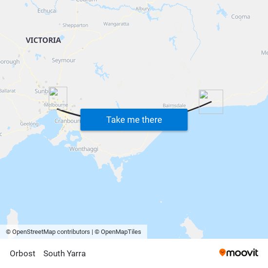 Orbost to South Yarra map