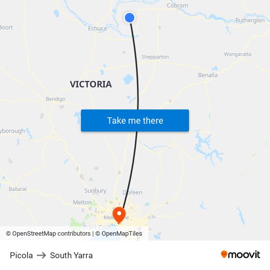 Picola to South Yarra map