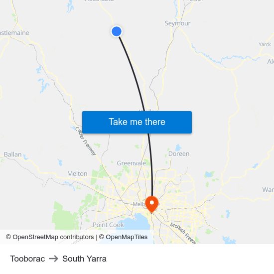 Tooborac to South Yarra map