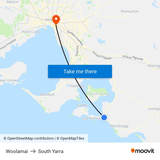 Woolamai to South Yarra map