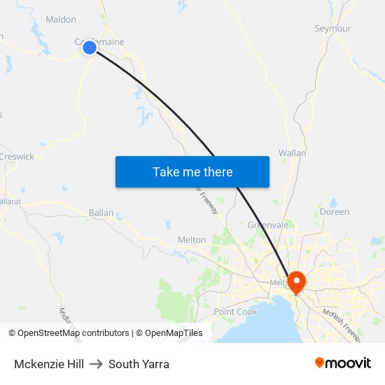 Mckenzie Hill to South Yarra map