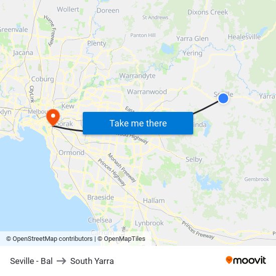 Seville - Bal to South Yarra map