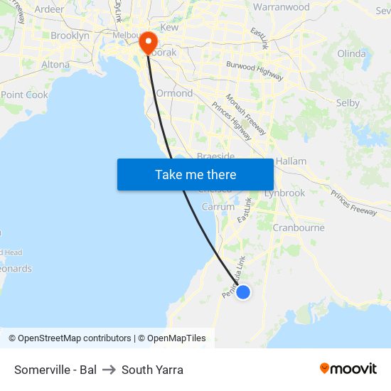 Somerville - Bal to South Yarra map