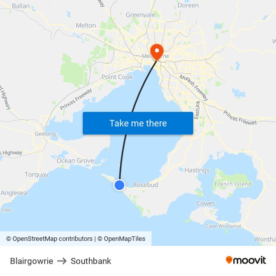 Blairgowrie to Southbank map