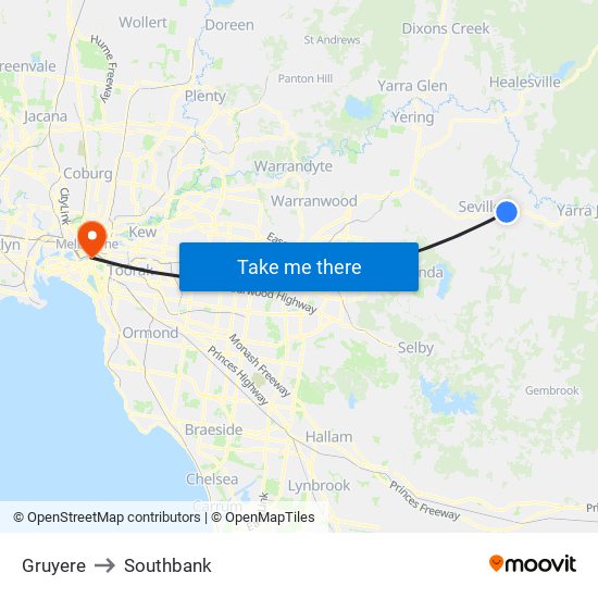 Gruyere to Southbank map