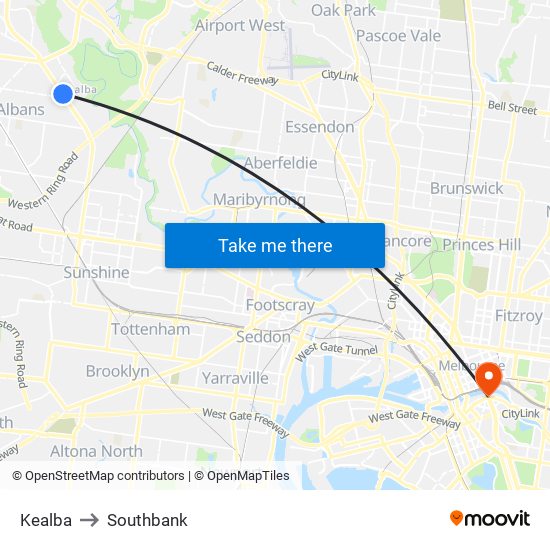 Kealba to Southbank map