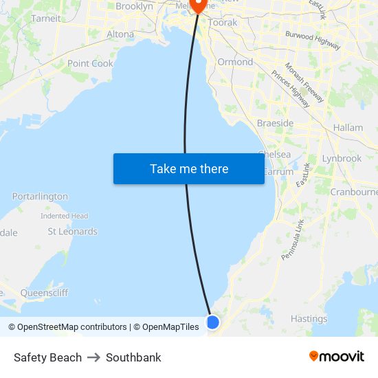 Safety Beach to Southbank map