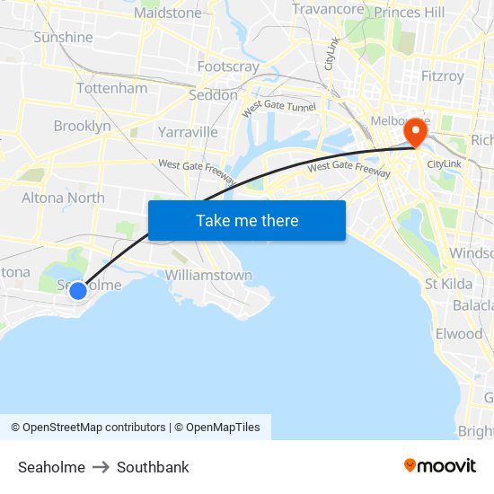 Seaholme to Southbank map