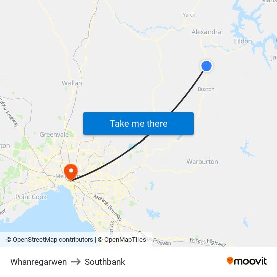 Whanregarwen to Southbank map