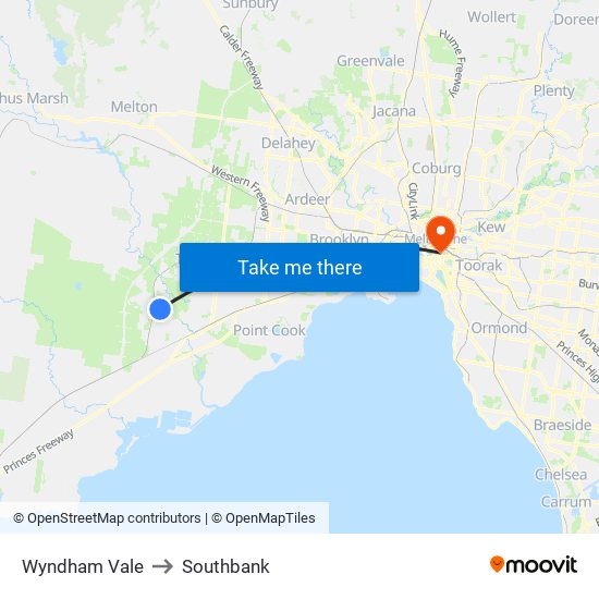 Wyndham Vale to Southbank map