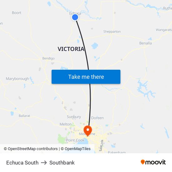 Echuca South to Southbank map