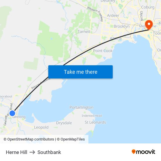 Herne Hill to Southbank map